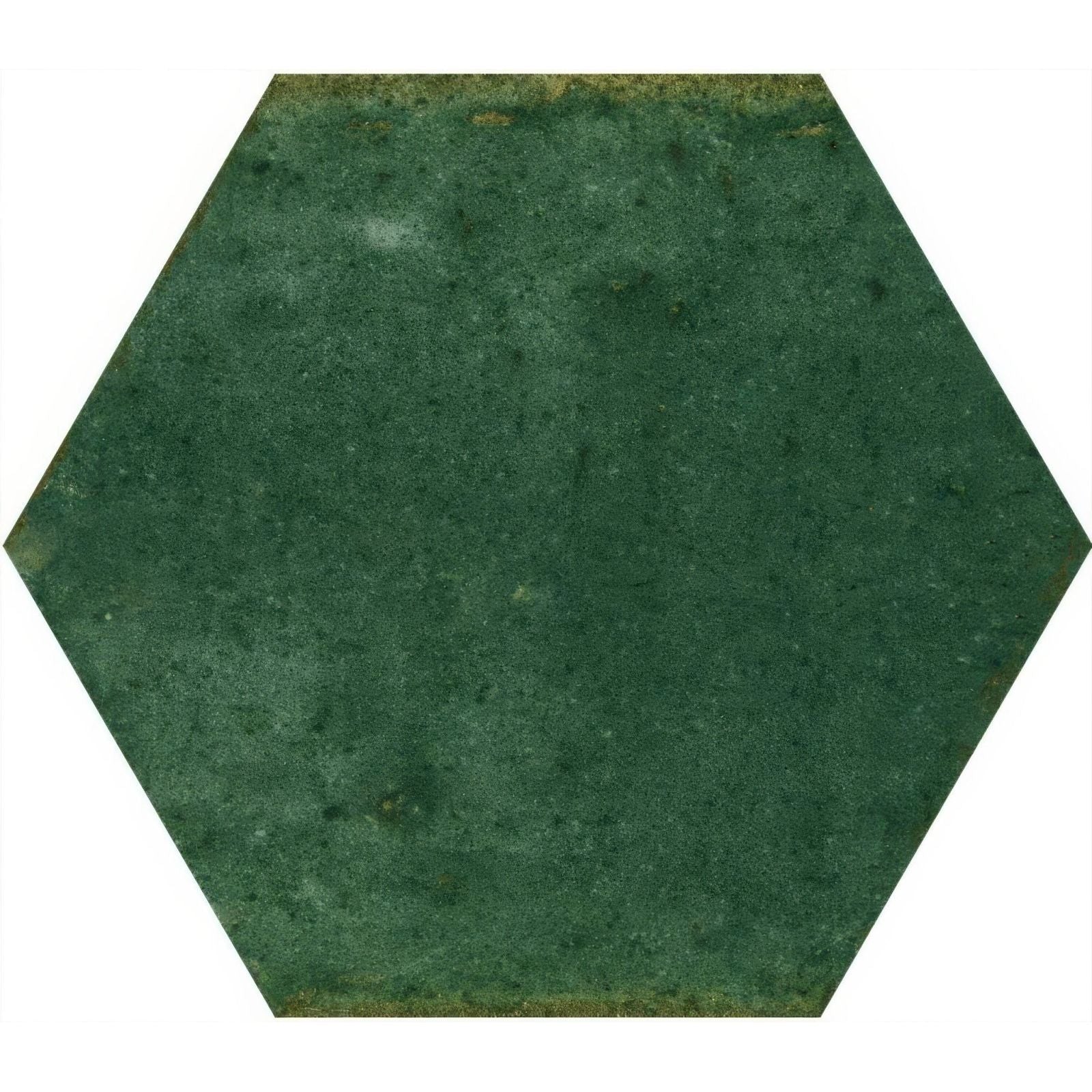 Hope green hexagon gloss ceramic wall tile with dark green matte textured finish and subtle tone variations
