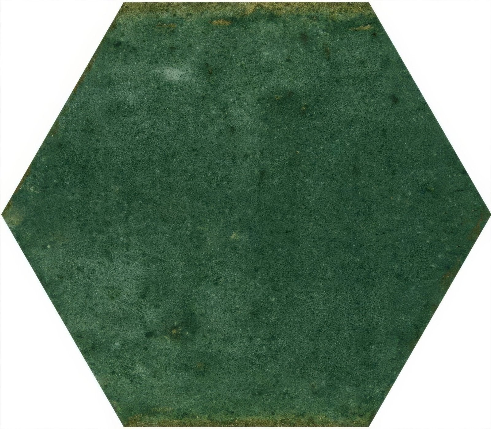 Hope green hexagon gloss ceramic wall tile with dark green matte textured finish and subtle tone variations