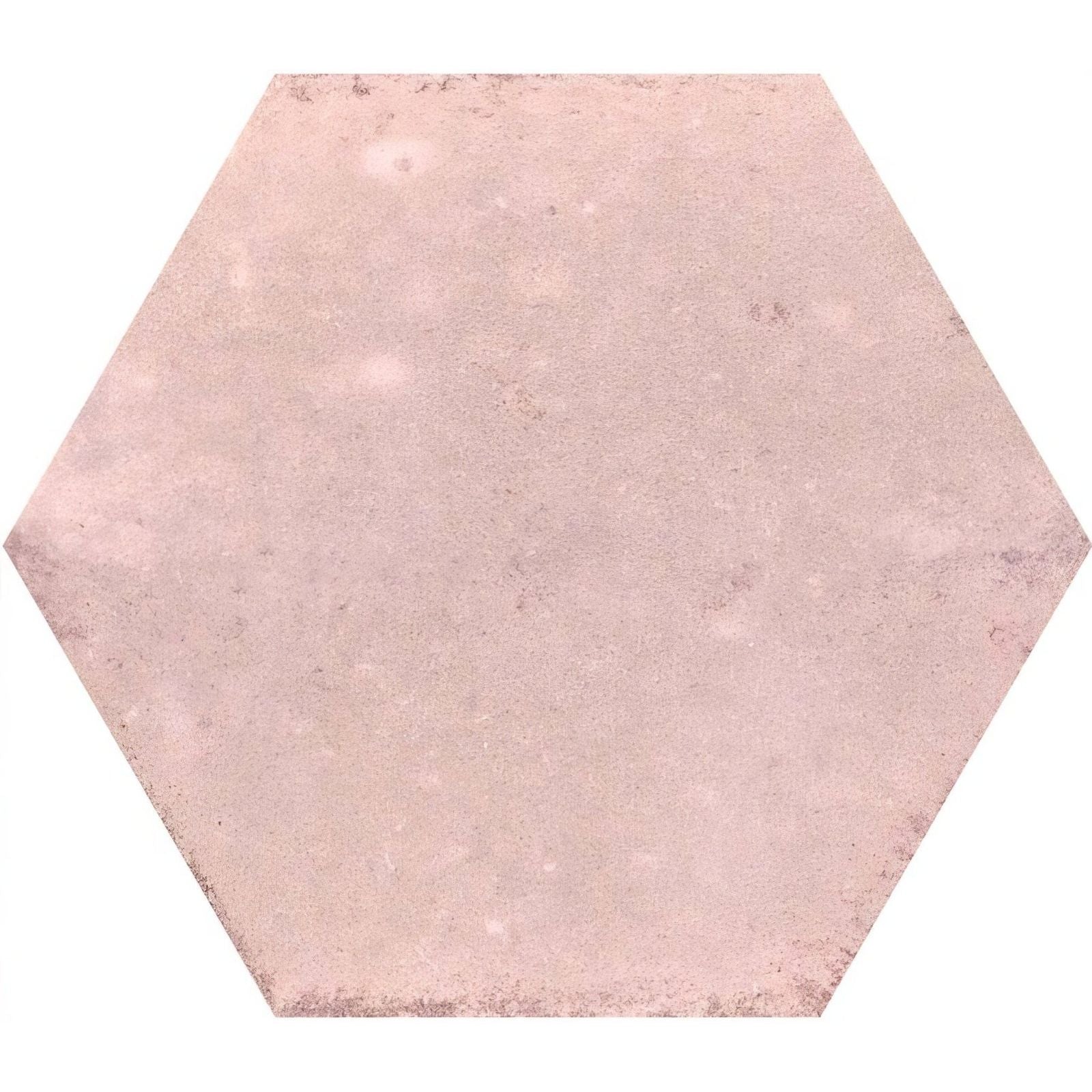 Hope rose hexagon gloss ceramic wall tile with soft pink textured surface resembling aged concrete
