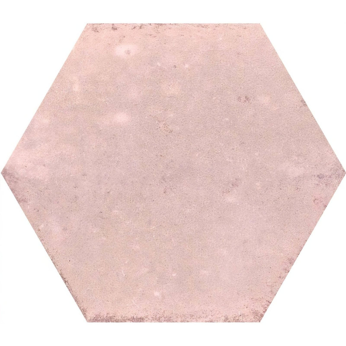 Hope rose hexagon gloss ceramic wall tile with soft pink textured surface resembling aged concrete