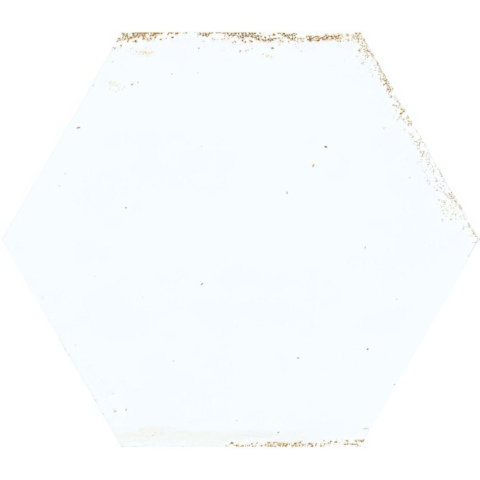 Hope white hexagon gloss ceramic wall tile with textured surface and subtle brownish discoloration on edges