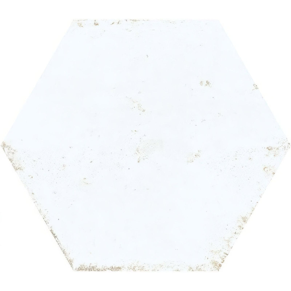 Hope white hexagon gloss ceramic wall tile with white hexagonal shape subtle distressed texture and faint gray speckles