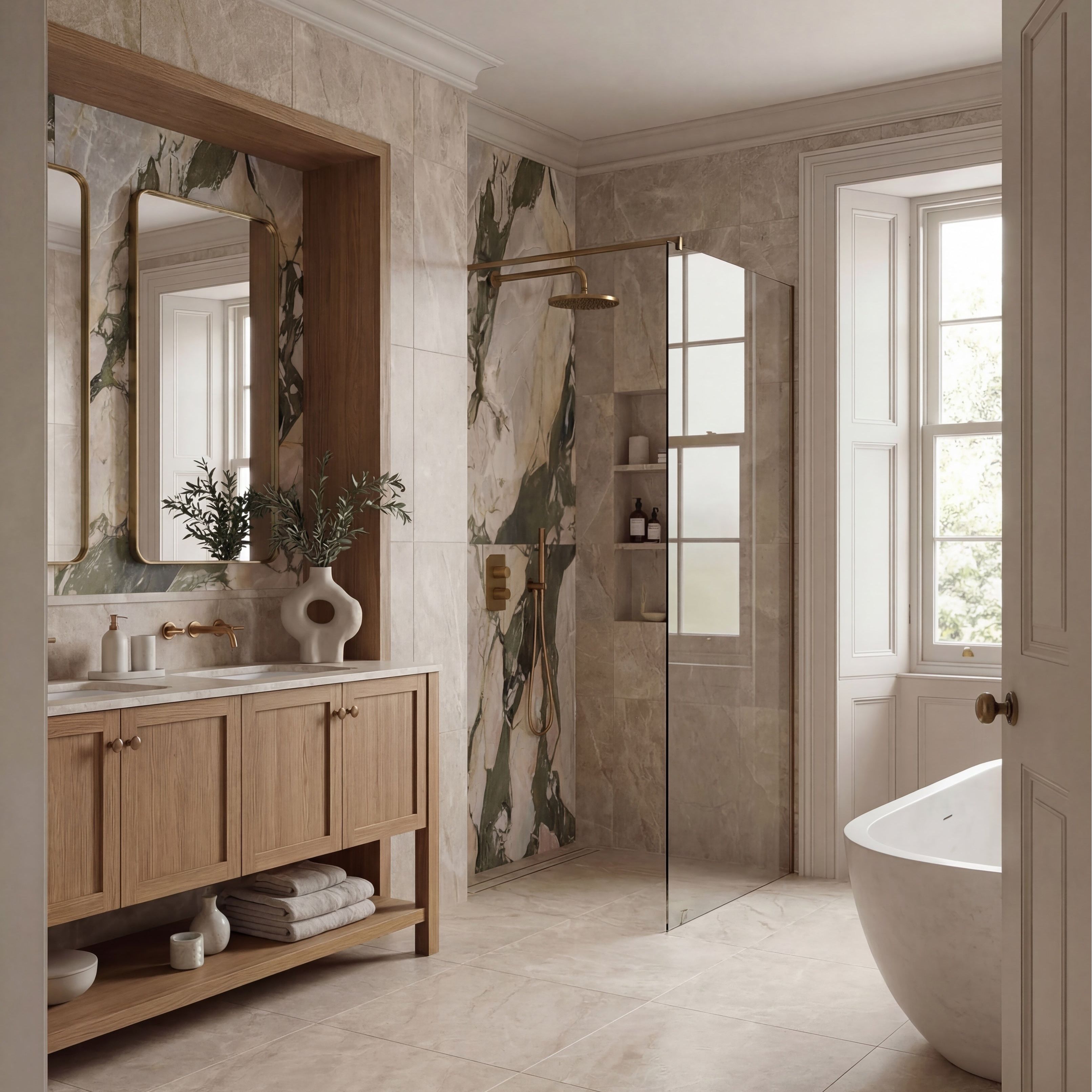 Hoxton Porcelain Four Seasons Décor Brushed porcelain tile with a brushed marble-effect finish