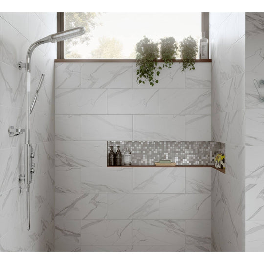 Hutton White Silver Glass and Stone Mix Mosaic - alternate view