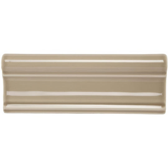 Ickworth Hampton beige ceramic tile with a glossy finish and three horizontal ridges for wall use