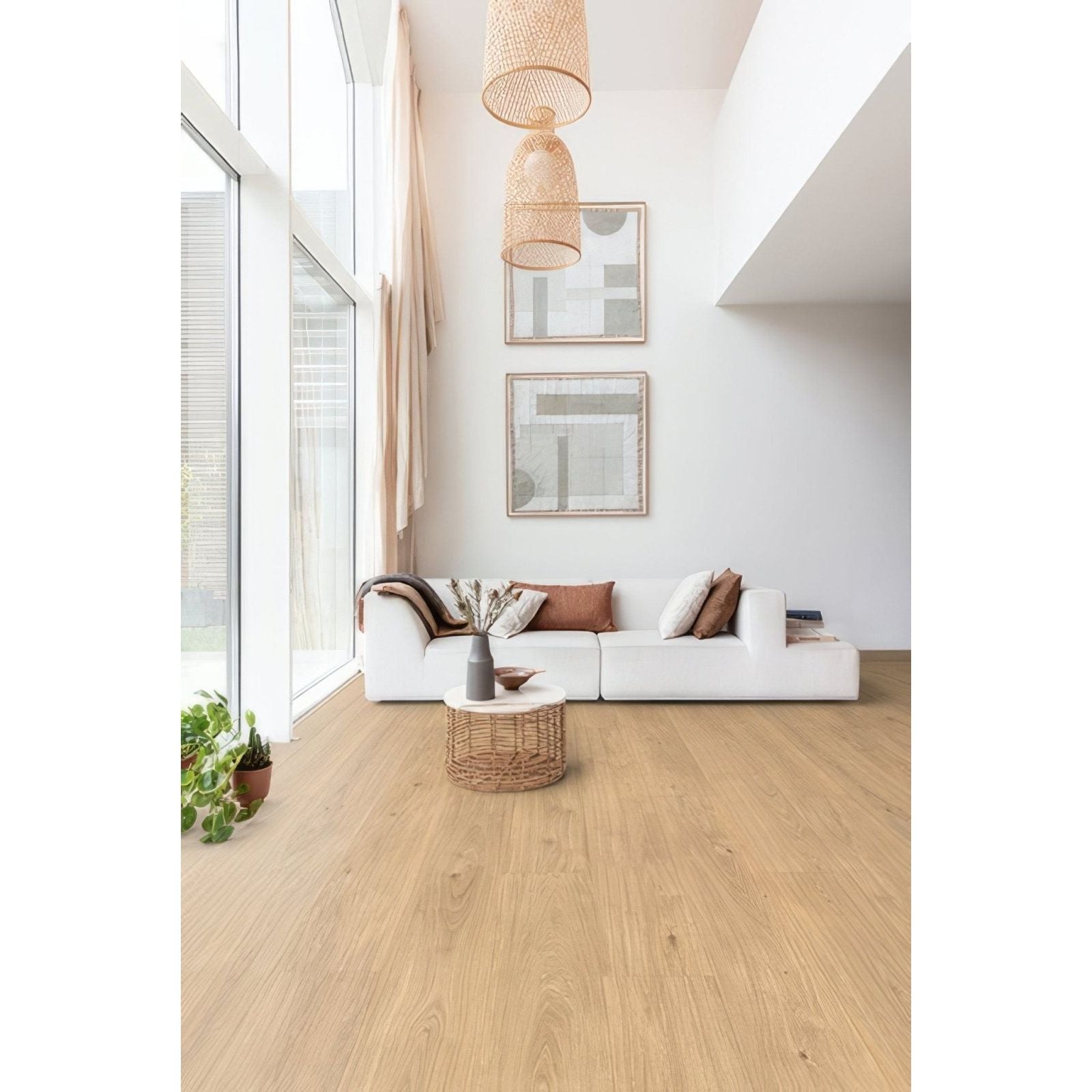Light oak vinyl planks ile de re f096 xl with natural wood-look laminate grain pattern for flooring