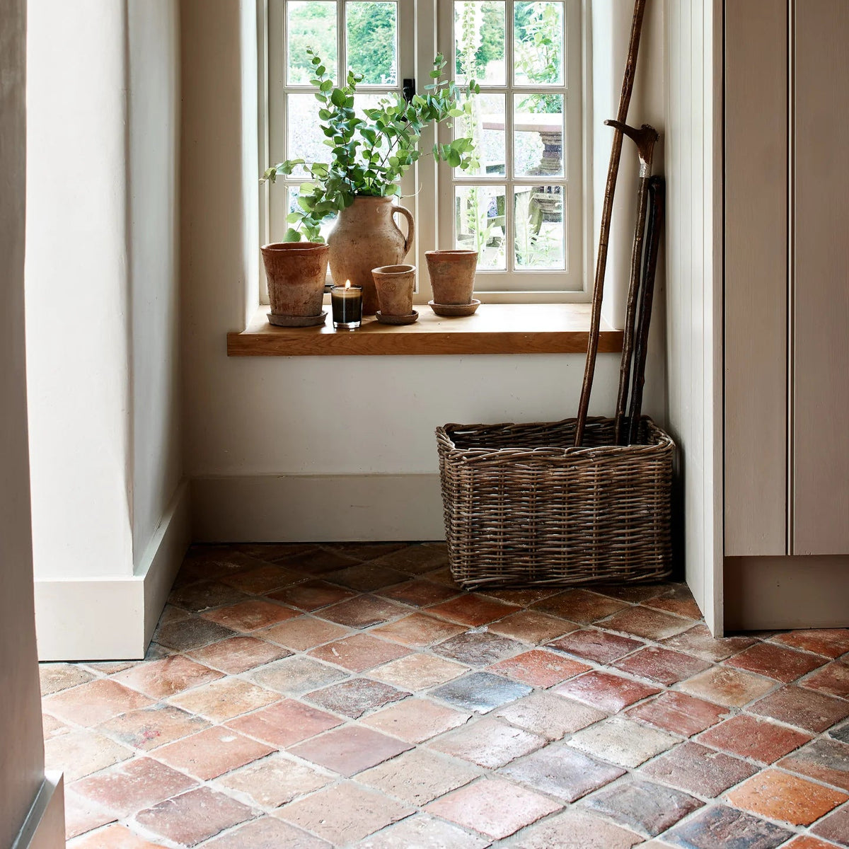 Antique Burgundy Terracotta Reclaimed Tile 15x15cm - Handmade