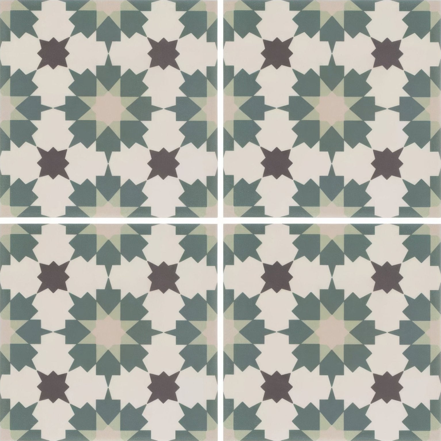 Infusion amparo patterned tile featuring geometric design in muted teal cream and dark brown tones for stylish decor