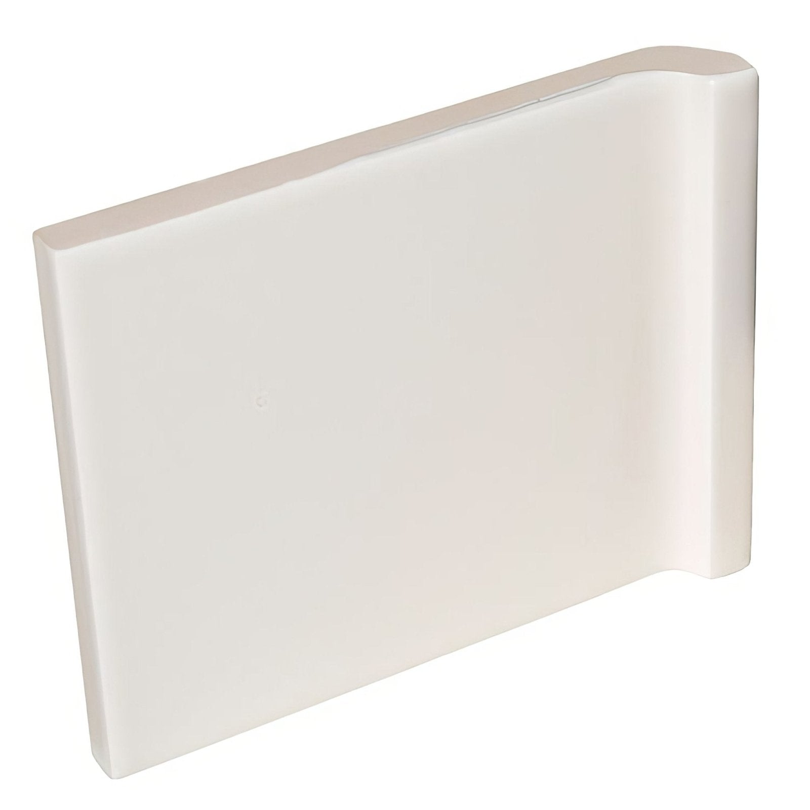 Internal wrapping piece vintage white white ceramic baseboard with smooth matte finish and rounded edges