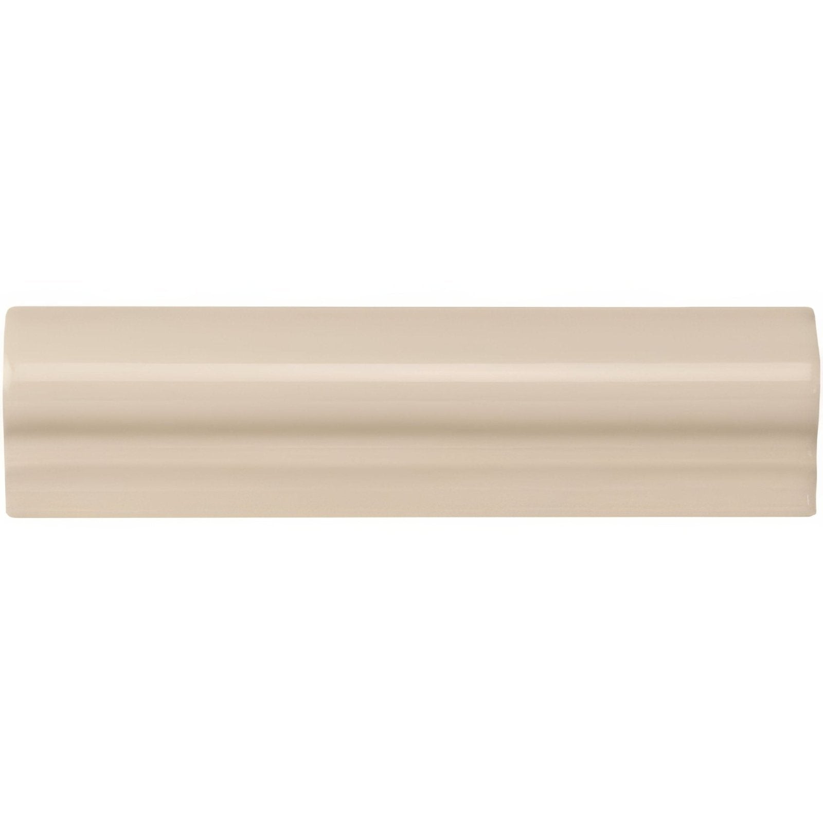 Ivory Albert moulding beige ceramic crown molding with smooth glossy finish and subtle horizontal ridges