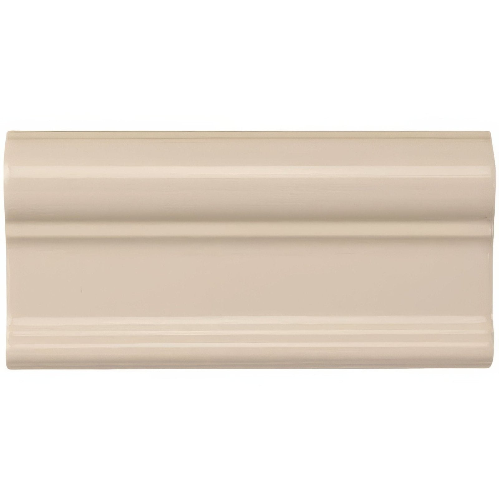 Cream-colored ceramic ivory victoria moulding baseboard with smooth glossy finish and classic recessed molding design