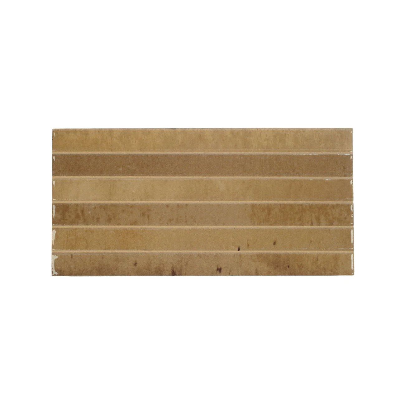 Beige ceramic ixworth honey bar tile with horizontal ridged texture and subtle natural color variations