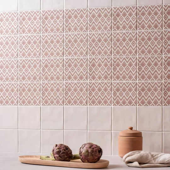 Jacquard Clay Ceramic Wall Tile 13x13cm - alternate view