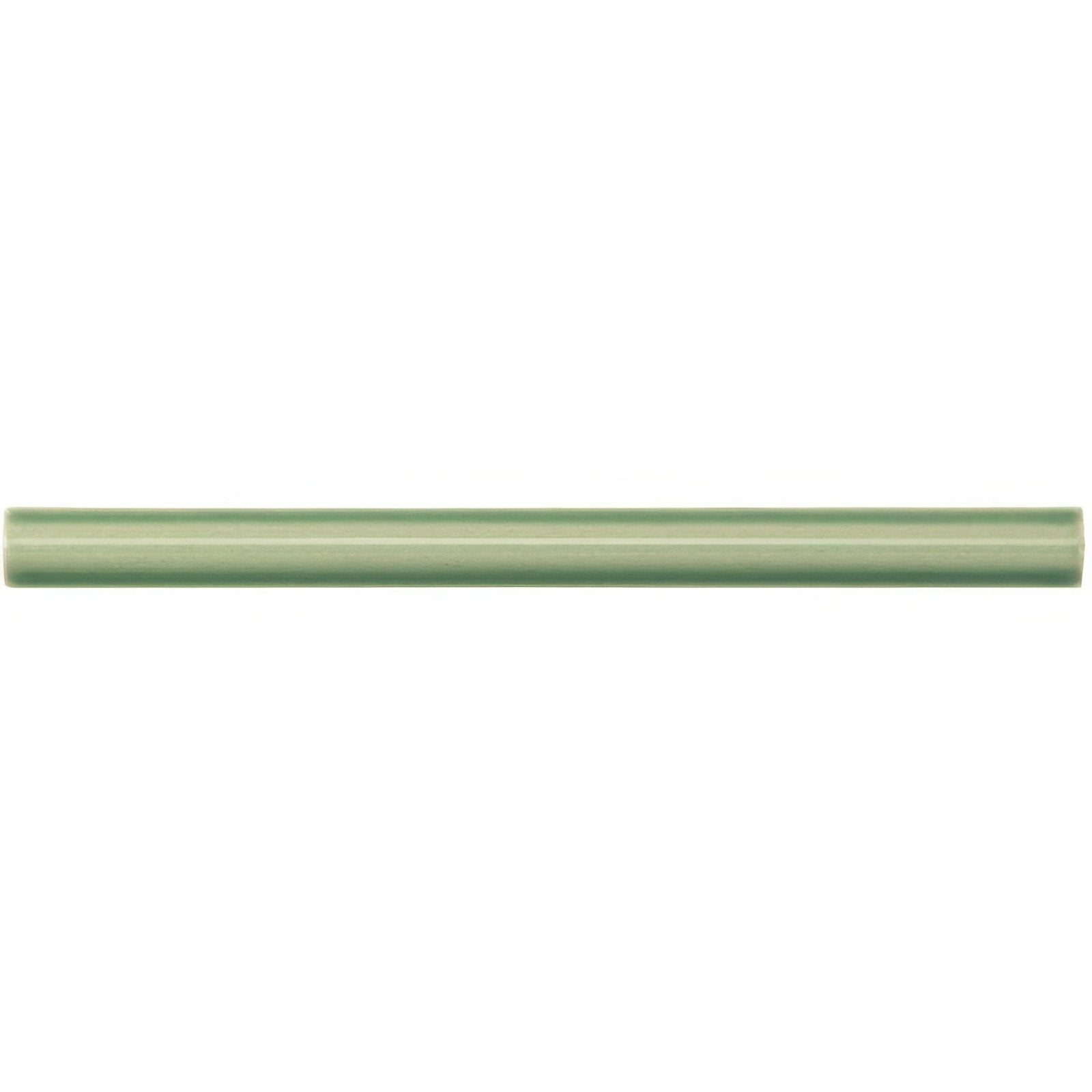 A sleek matte sage green ceramic Jade Breeze Omega moulding tile with smooth surface and subtle horizontal ridges