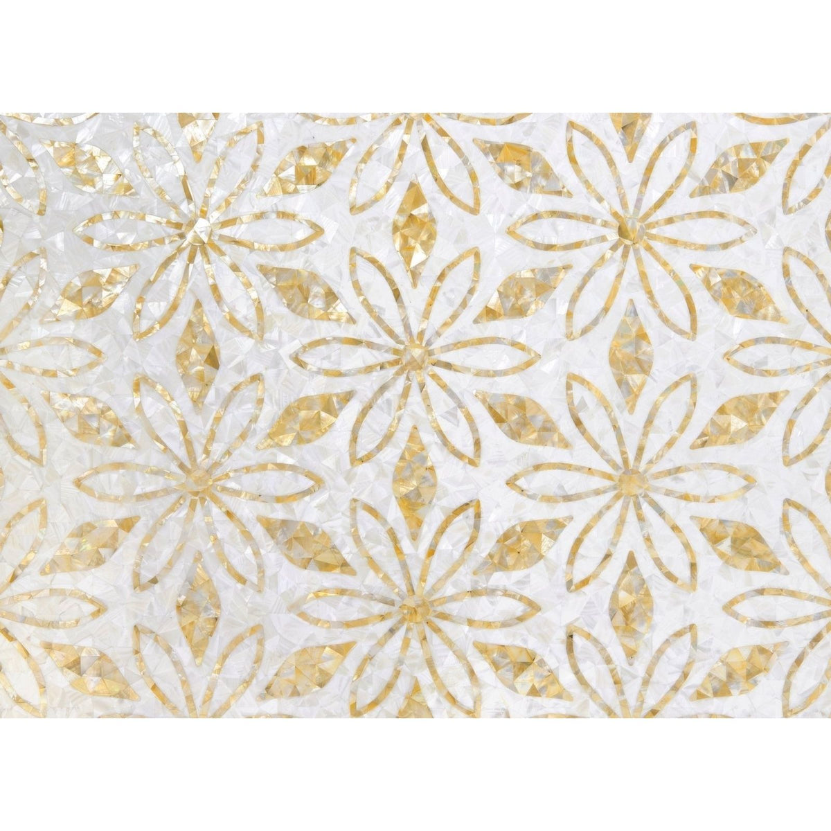White and gold jasmine golden promise mosaic tile with intricate floral patterns for decorative use