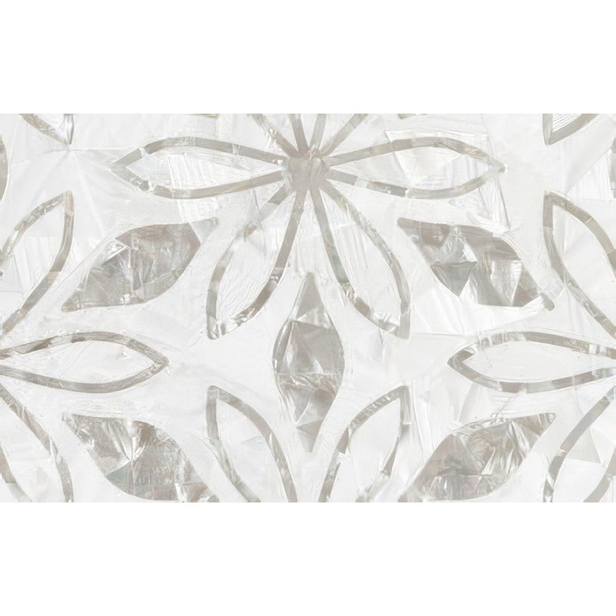 White decorative panel jasmine innocence with delicate translucent floral pattern featuring cut-out leaf and petal shapes
