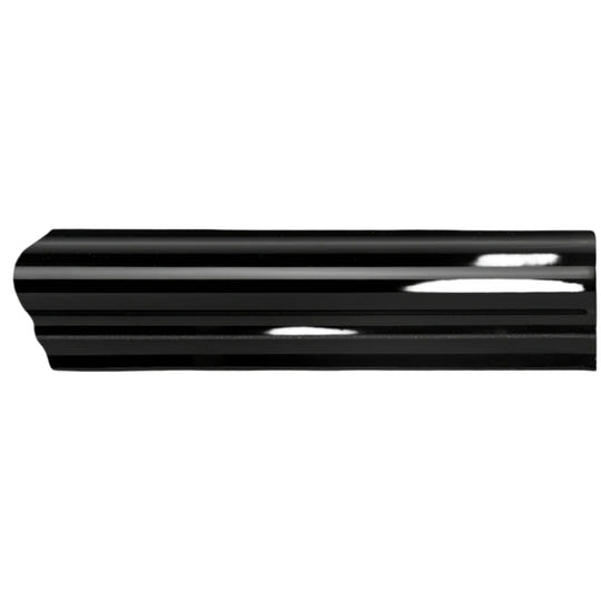Jet Black Albert Left Corner Ceramic Wall Tile - alternate view