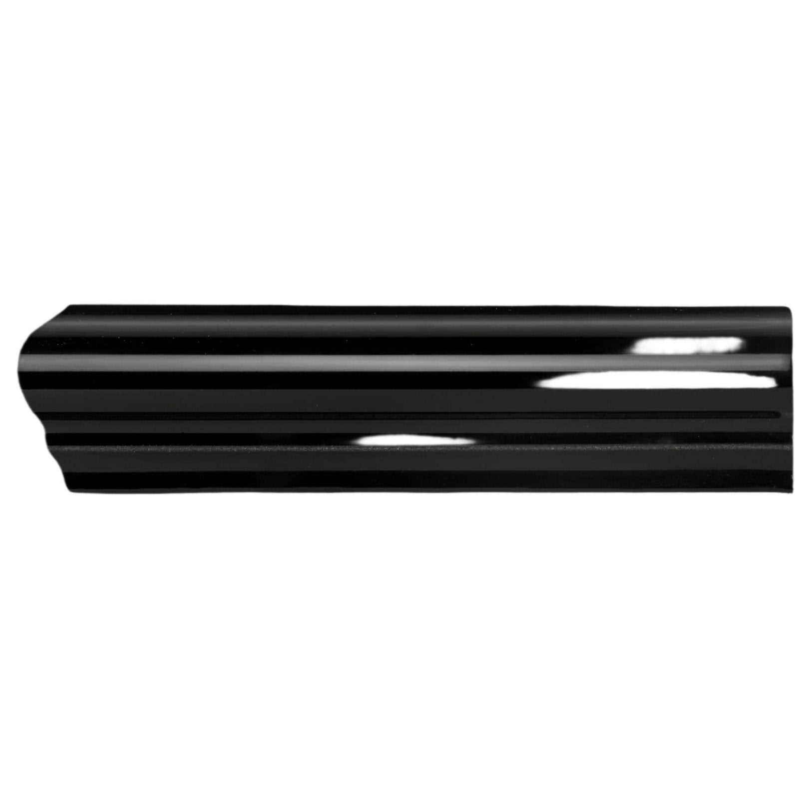 Jet black albert left corner glossy ribbed crown molding for sleek architectural detailing in interiors