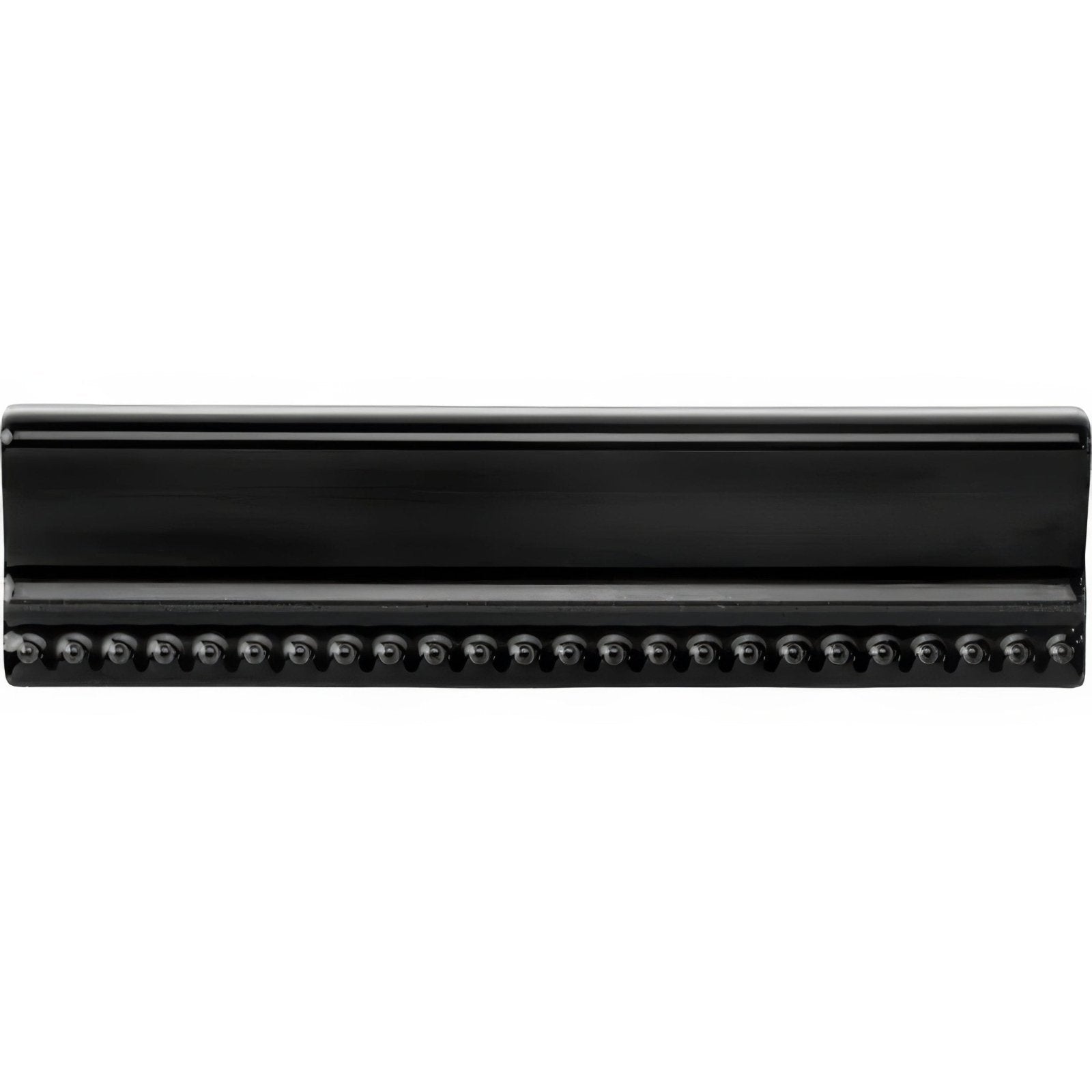 Jet black hogarth moulding black glossy metal toothbrush holder with sleek rectangular design and circular slots
