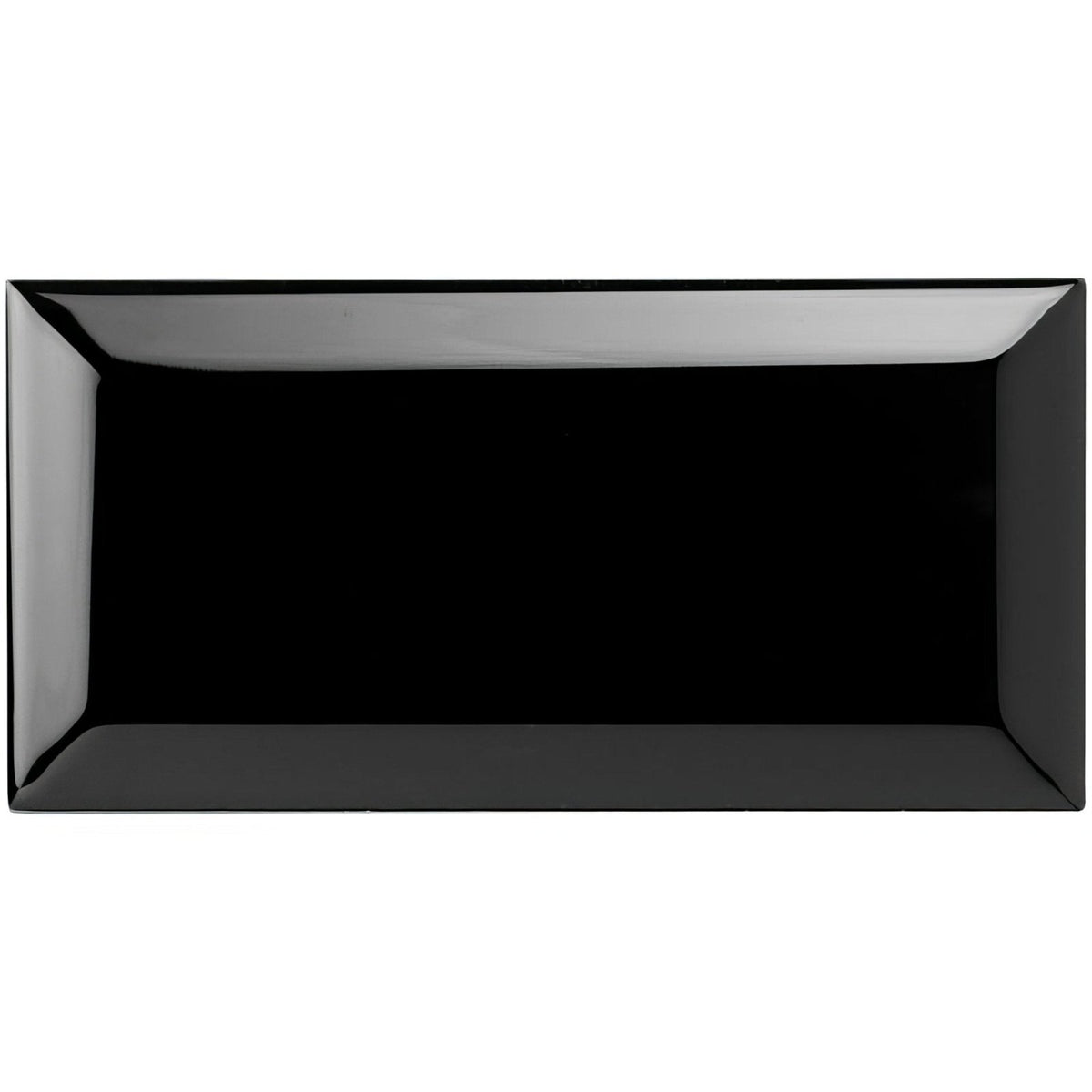 Jet Black Metro Bevelled Tile 150x75mm - Ceramic - Gloss