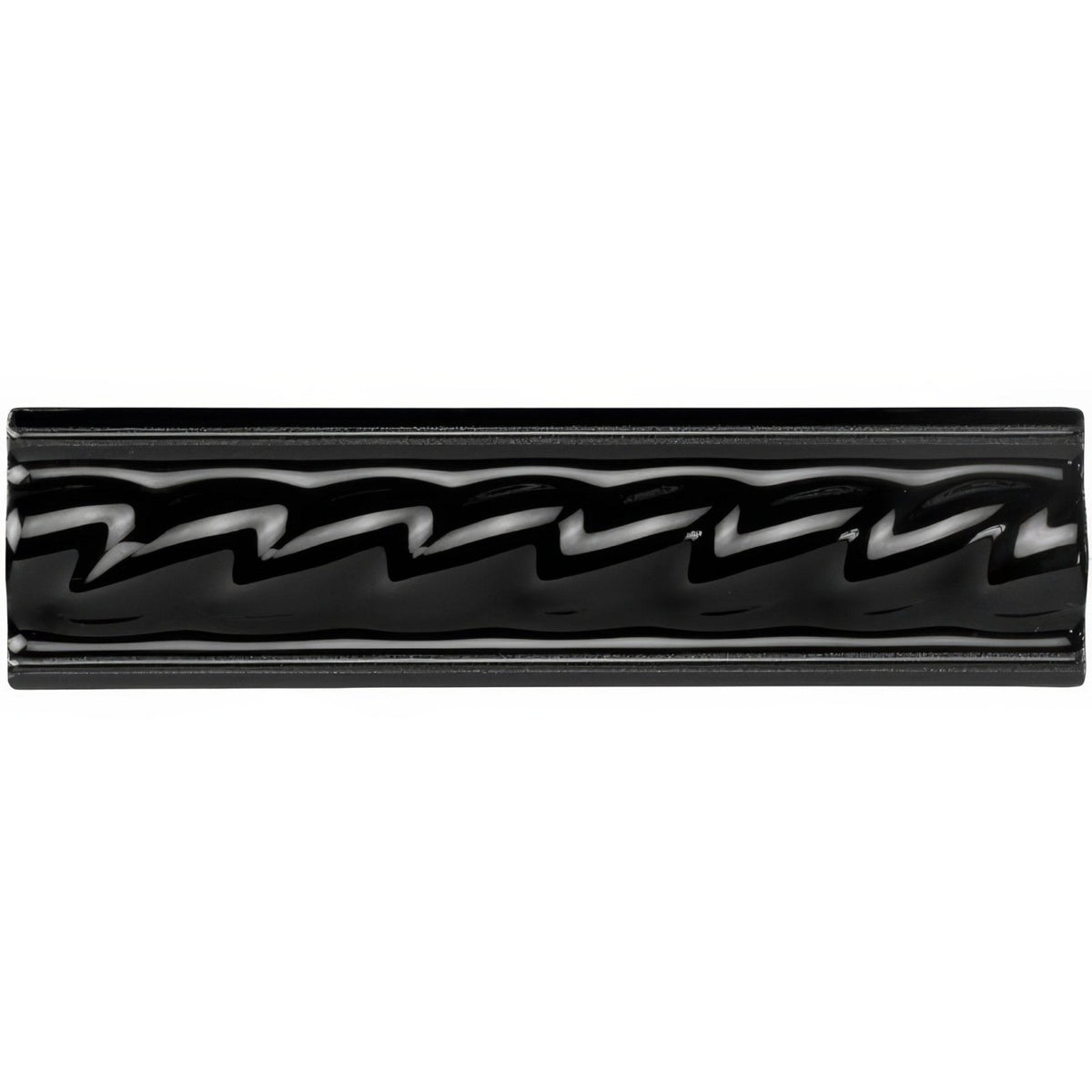 Jet Black Rope Moulding Ceramic Wall Tile 152x40mm - Gloss