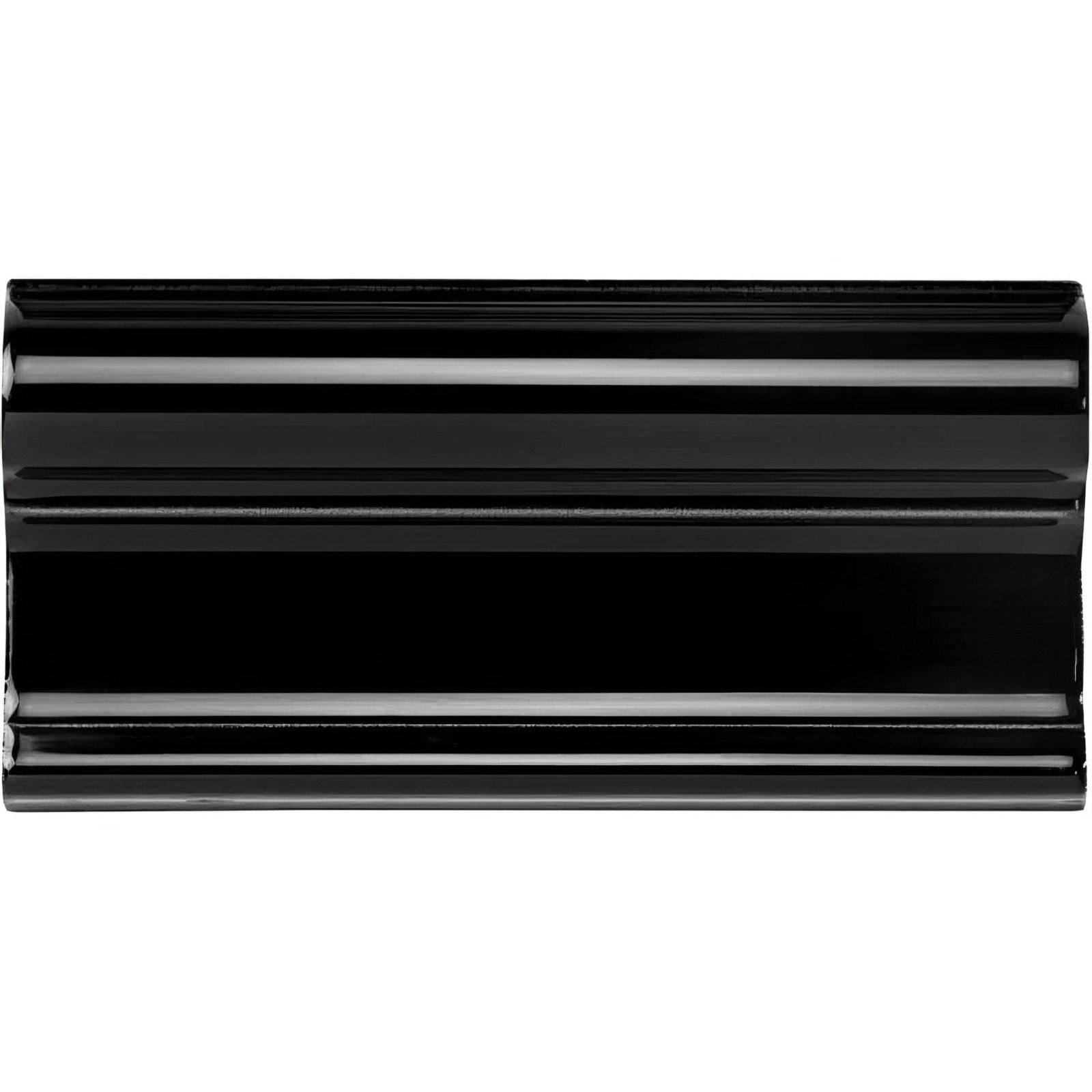 Jet black victoria moulding black glossy ceramic tile with classic multi tiered profile for decorative edging