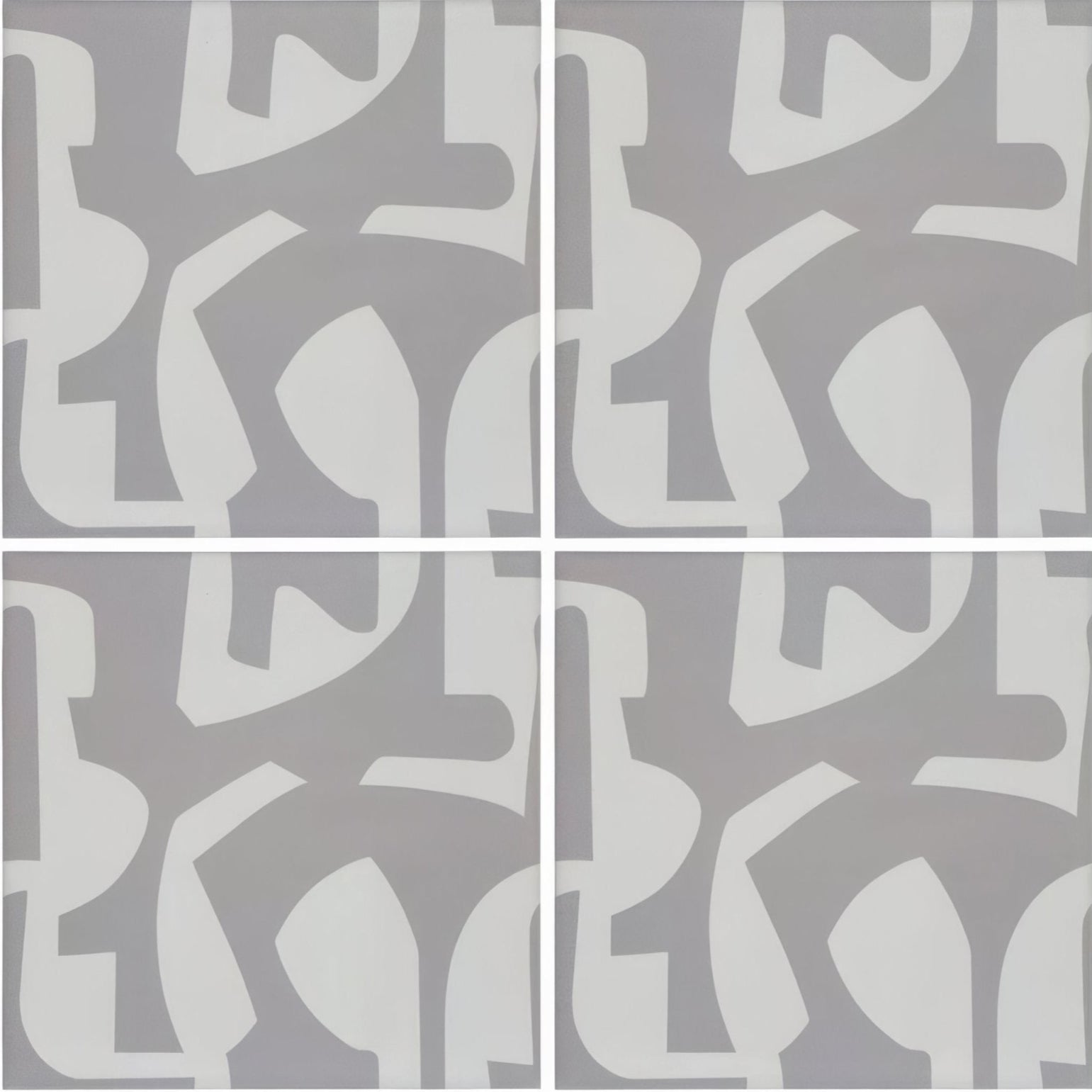 Gray and white abstract geometric patterned ceramic tiles from kelly hoppen puzzle grey and white collection