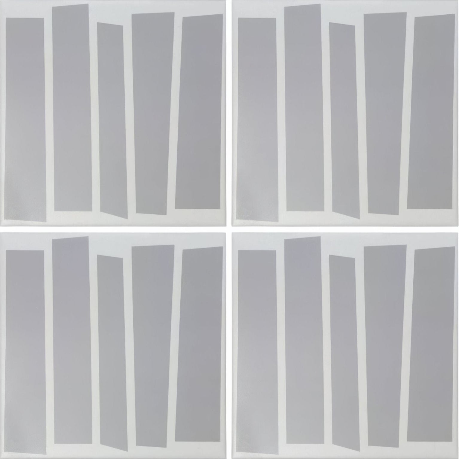 Gray rectangular panels arranged in a grid pattern from kelly hoppen strip grey and white wall decor product
