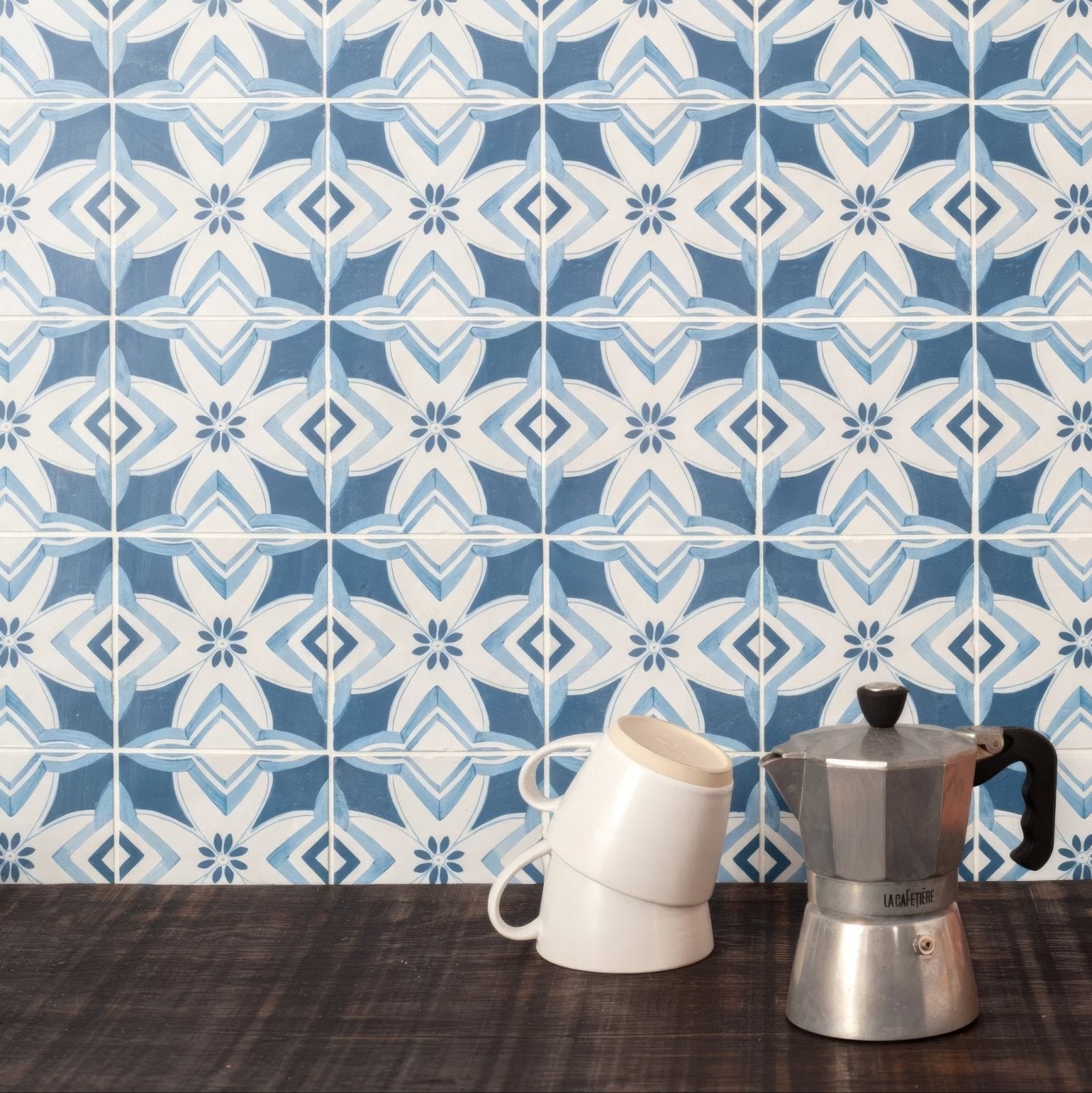 Kelmscott Brantwood Blue Patterned Tile