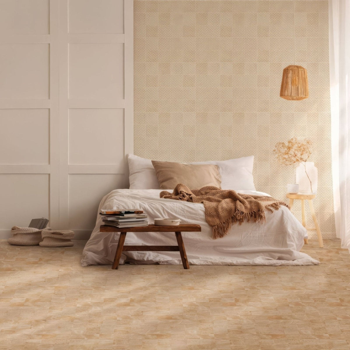 Beige textured kelmscott terra tile with subtle grid pattern ideal for stylish wall surfaces