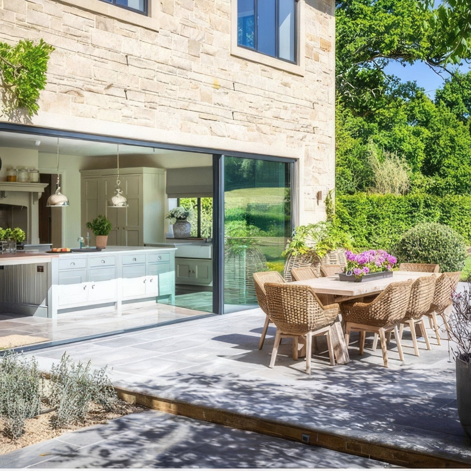 Kimmeridge Limestone Paving Tumbled & Etched Finish grey limestone paving tiles