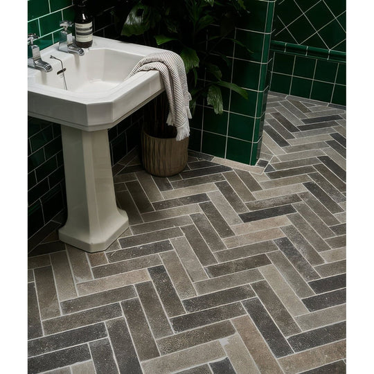 Kimmeridge Limestone Tumbled & Etched Parquet Floor Tile 7.5x30cm - alternate view