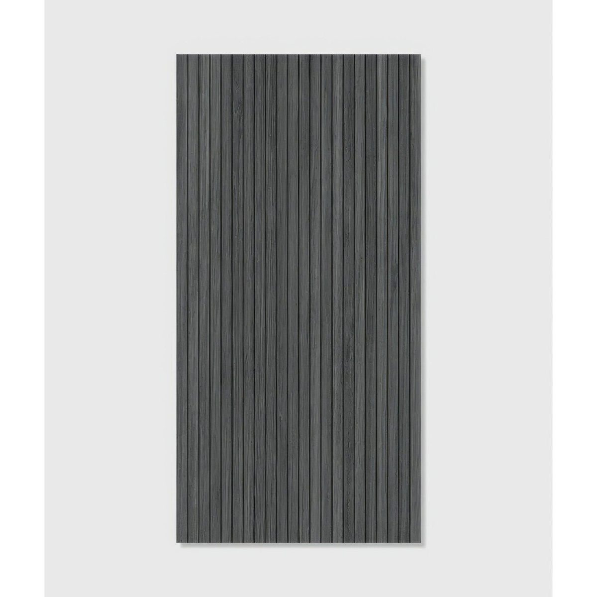 Dark gray vertical wood grain panel of kinfolk porcelain ebony showcasing elegant texture and finish