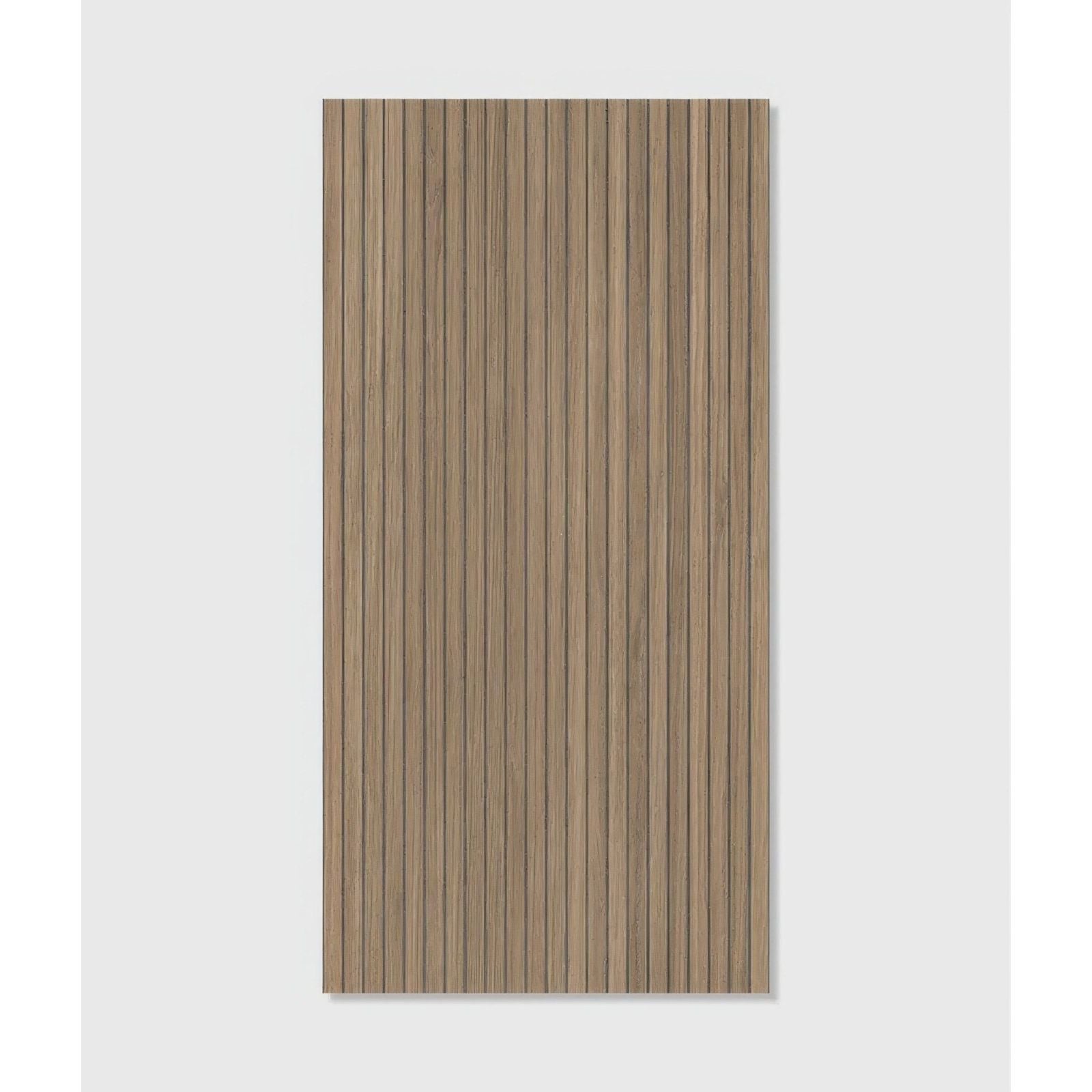 A kinfolk porcelain teak rectangular panel with vertical light brown wood grain texture
