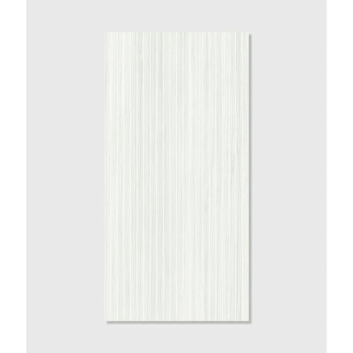 Kinfolk porcelain white rectangular tile with vertical wood grain texture in white porcelain material