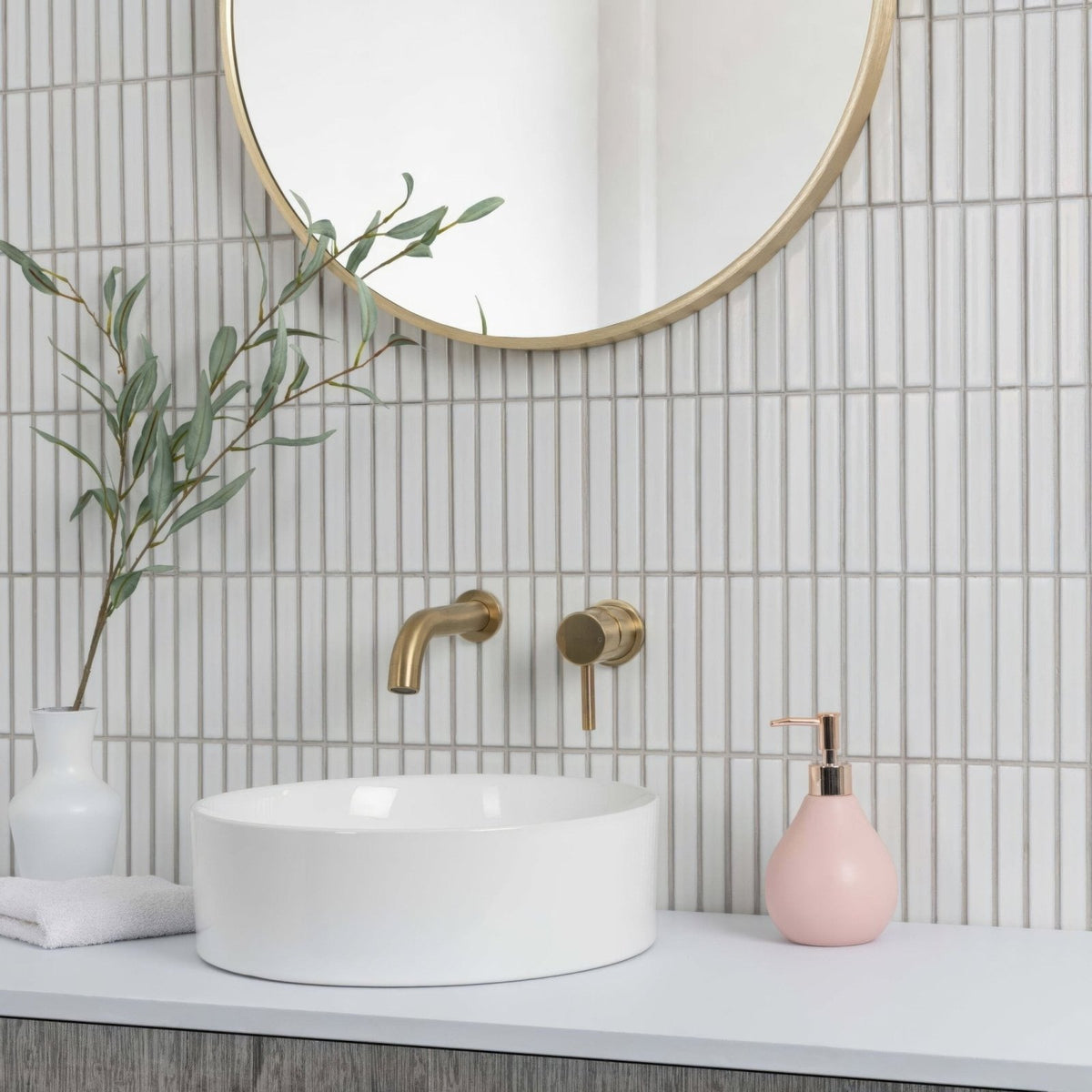Kitkat White Mosaic Wall & Floor Tile - Porcelain