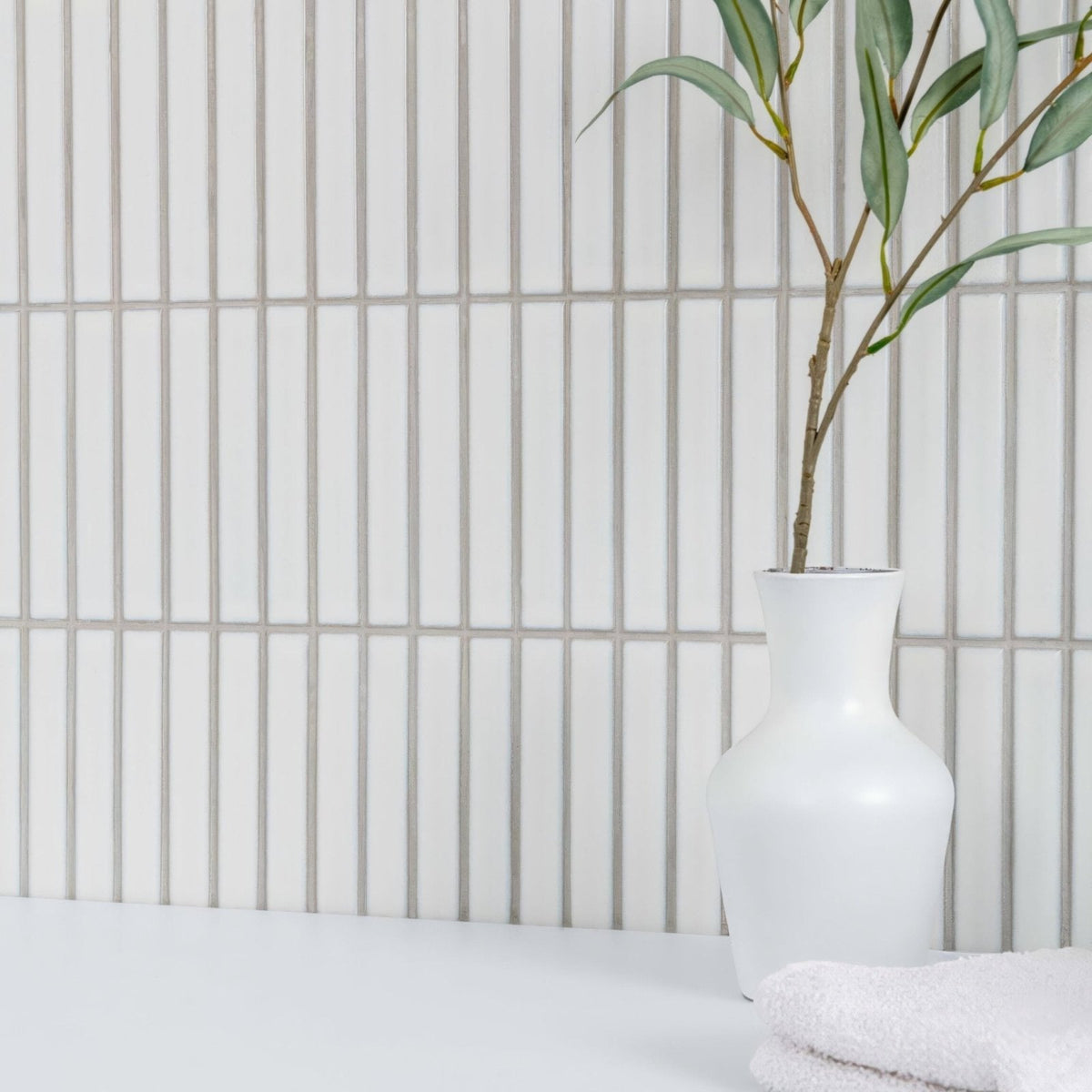 Kitkat White Mosaic Wall & Floor Tile - Porcelain