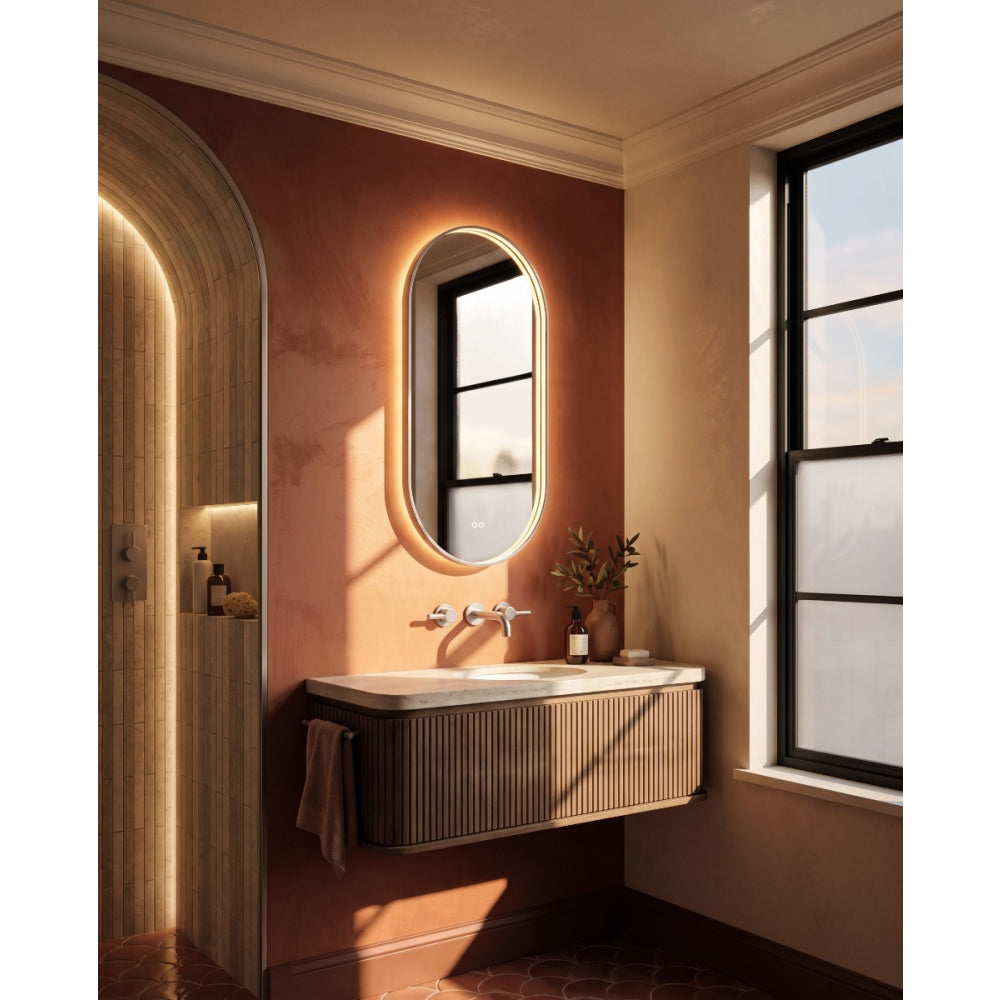 Kingsley Capsule Mirror 50x100cm in Brushed Nickel - Origins Living