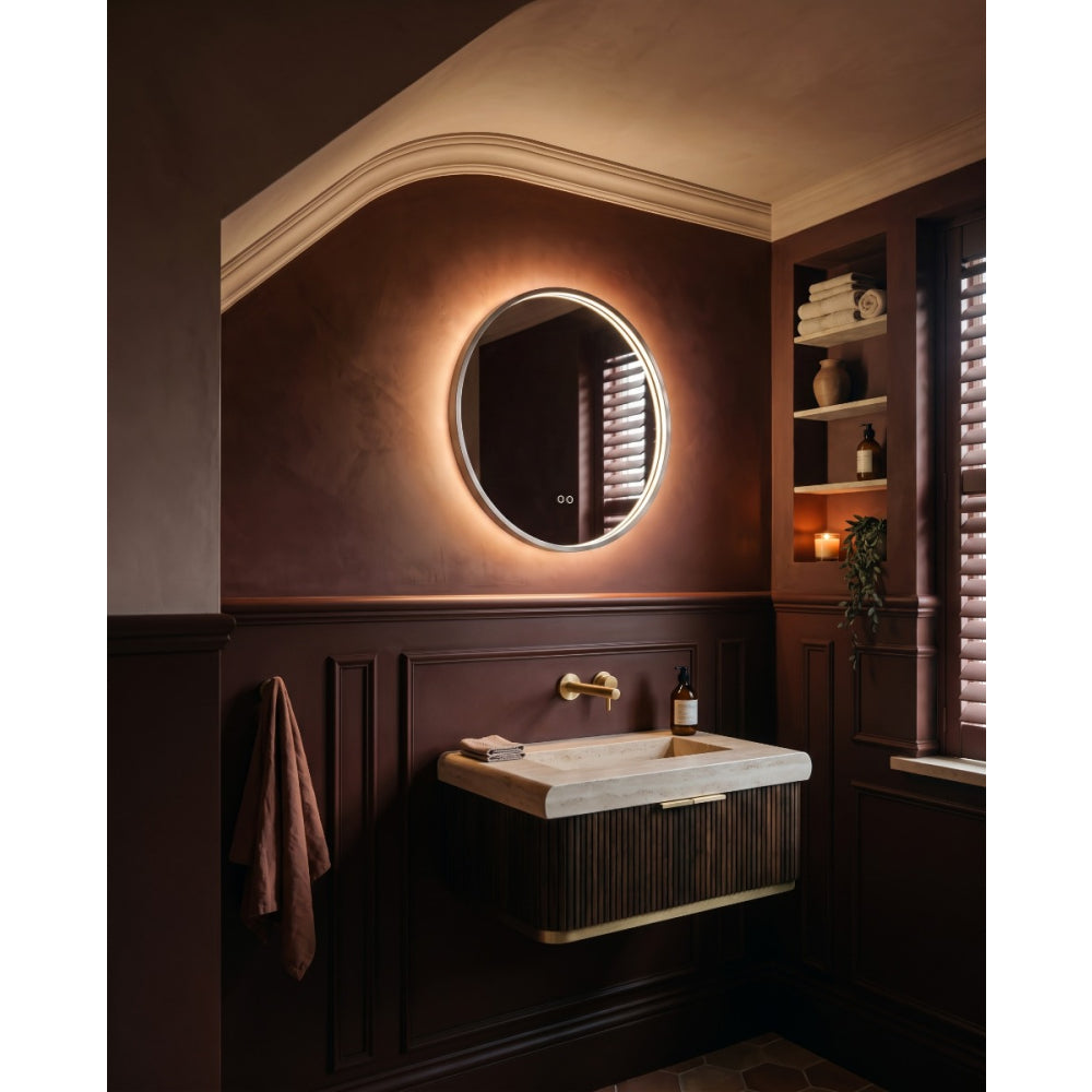 Kingsley Round Mirror 60cm in Brushed Nickel - Origins Living