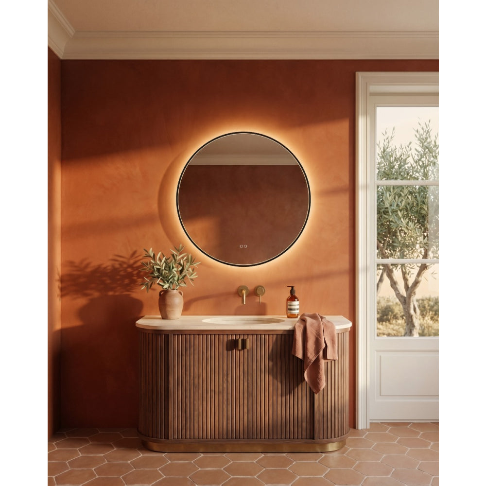 Kingsley Round Mirror 80cm in Black - Origins Living