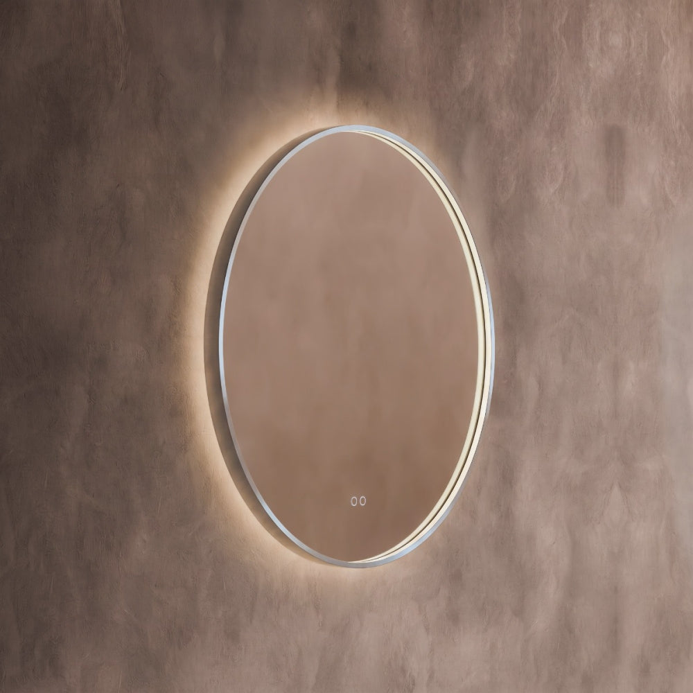 Kingsley Round Mirror 80cm in Brushed Nickel - Origins Living, view 2