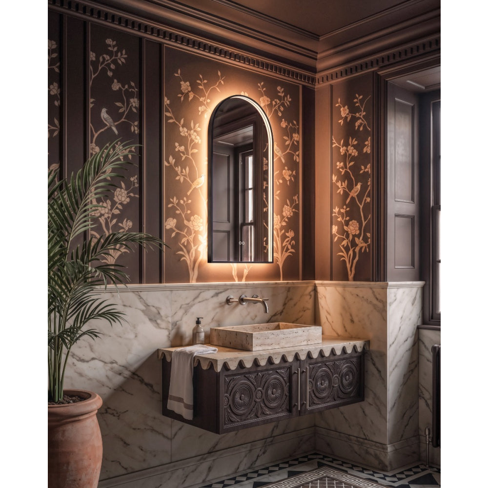 Kingsley Arch Mirror 50x100cm in Black - Origins Living