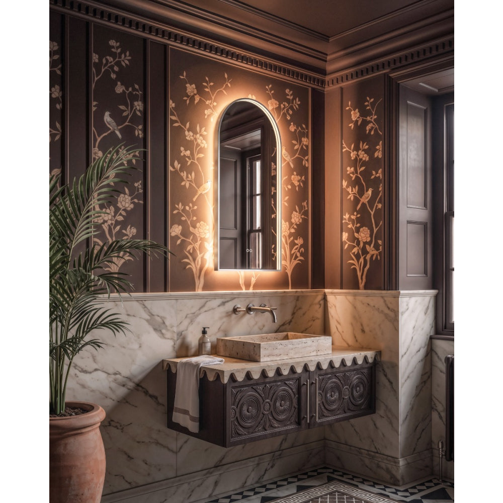 Kingsley Arch Mirror 50x100cm in Brushed Nickel - Origins Living