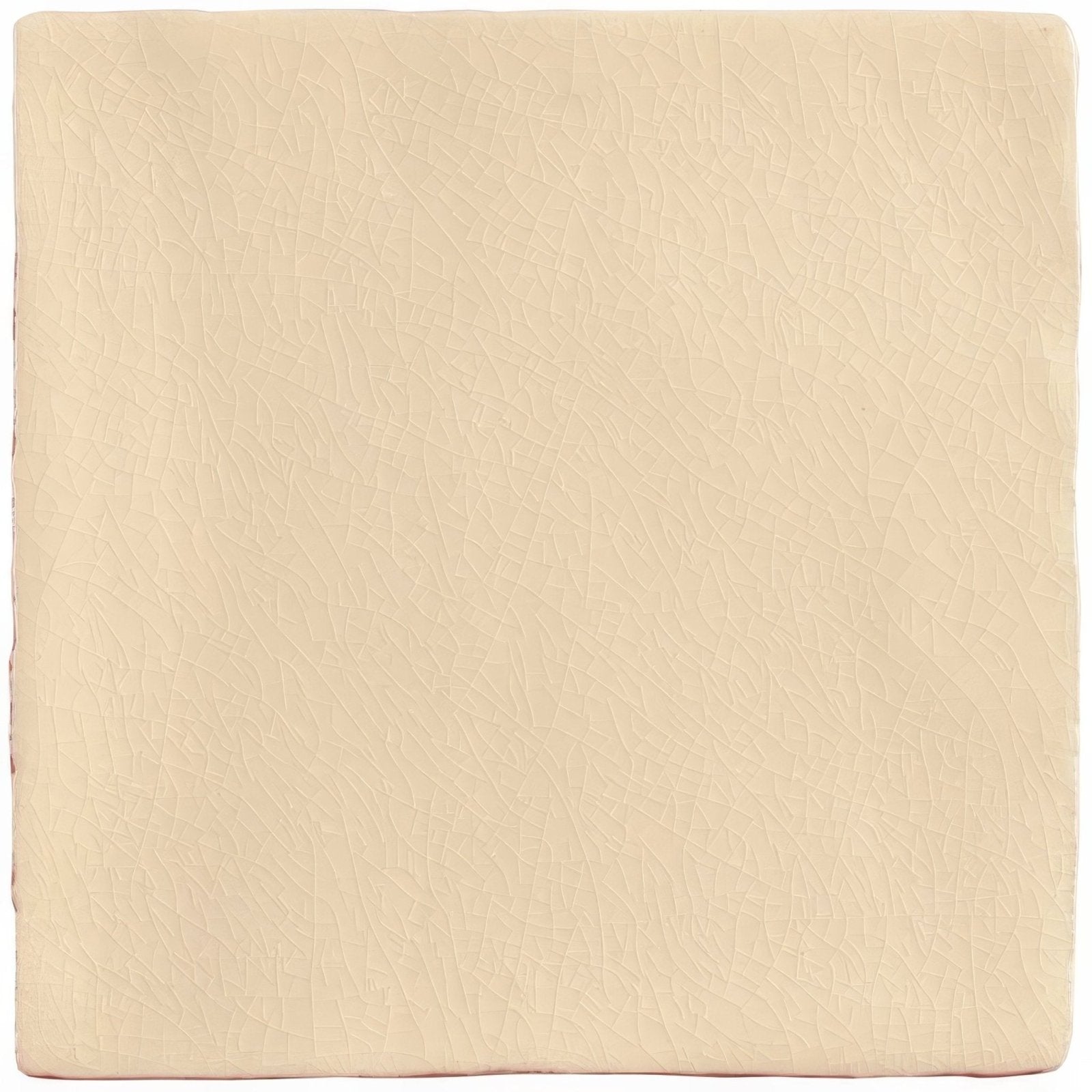 Beige textured square coaster made of ceramic with lace-inspired field tile pattern for protecting surfaces