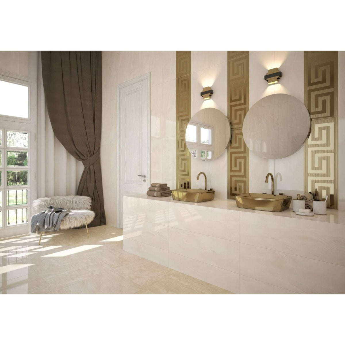 Lavabo Wonder Gold modern vessel sinks with sleek metallic gold finish on white countertop for stylish bathroom use