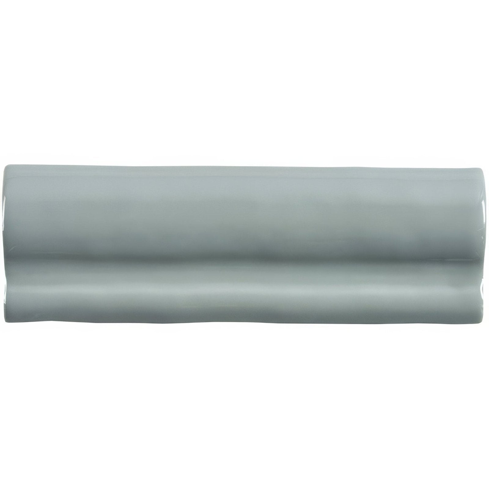 A sleek matte-finished gray ceramic Lazul Torus moulding tile with subtle curved profile and smooth edges
