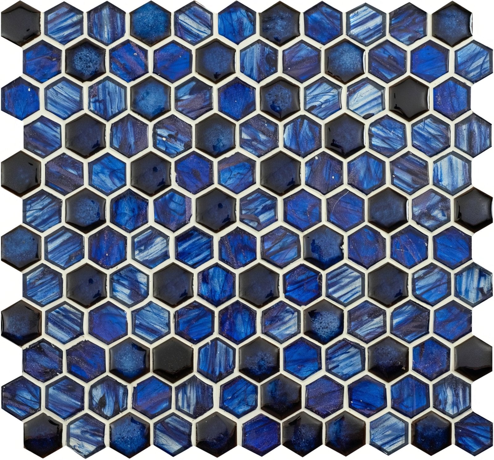 Lazuli Glass and Ceramic Hexagon Mosaic