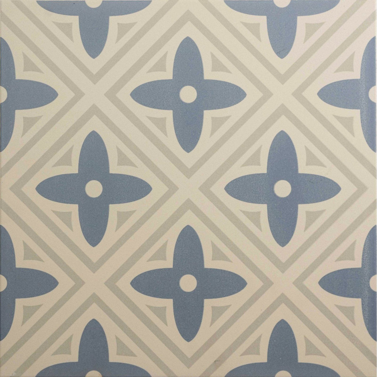 Leigh Blue On Chalk Porcelain Wall & Floor Tile - Matt