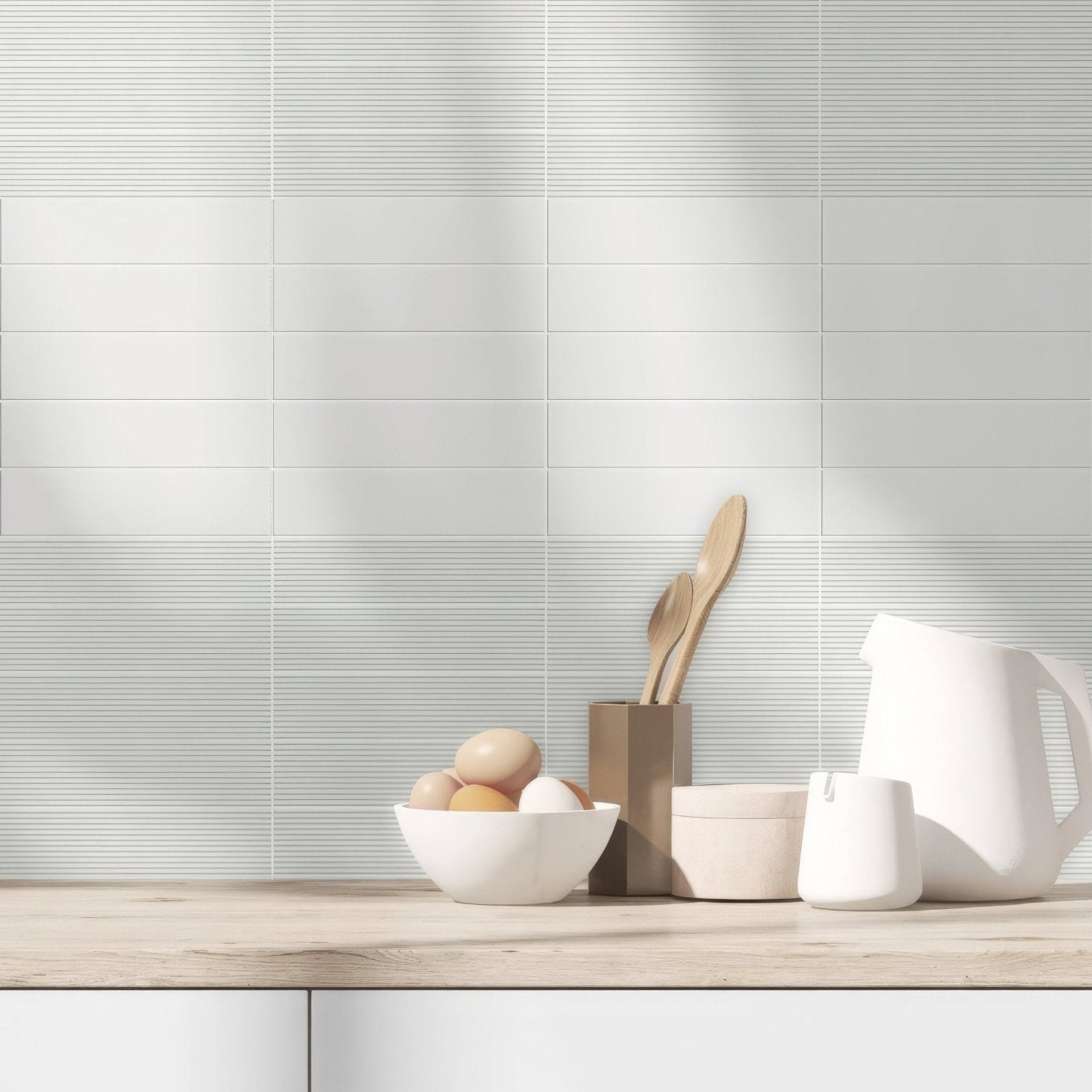 White ceramic bowl filled with brown and white eggs showcasing levante chalk natural tones and texture