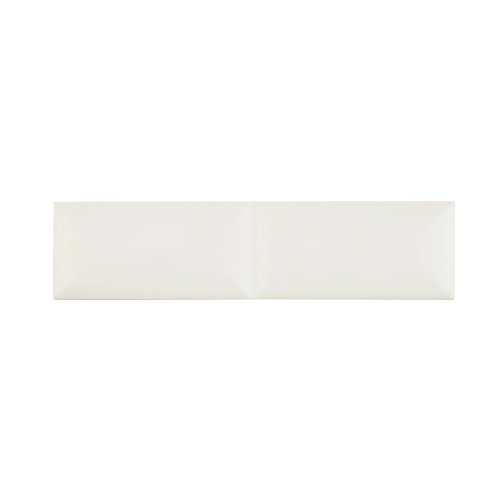 A sleek glossy white rectangular ceramic tile with a smooth modern finish called levante fold chalk